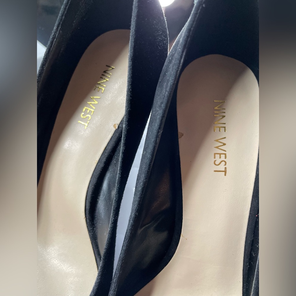 #2 - Nine West Black Suede Stiletto Pointy Toes Heels - Picture 10 of 12